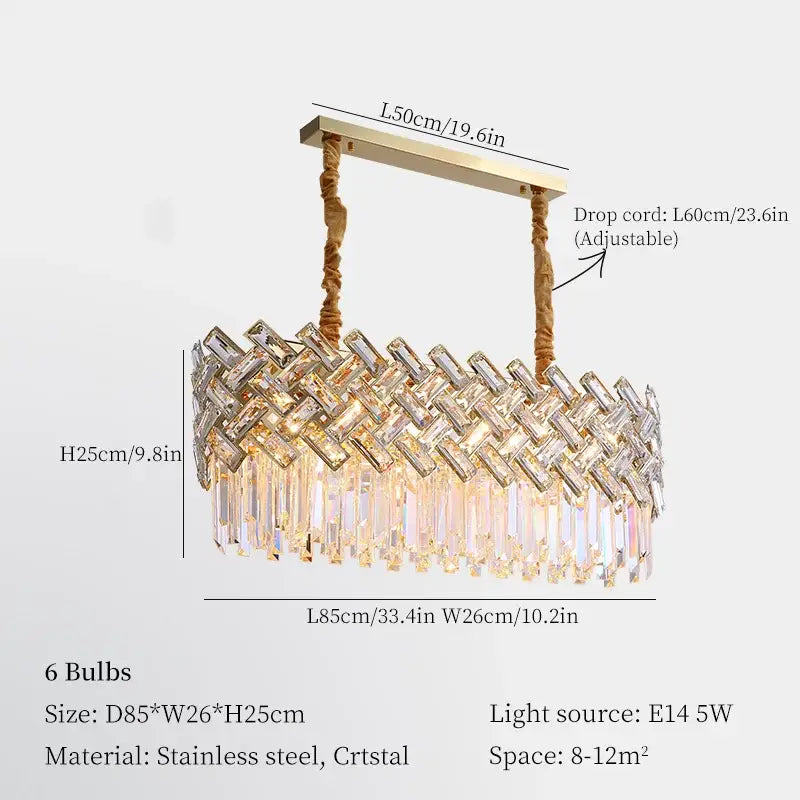 DecorBites crystal chandelier pendant with woven stainless steel frame and cascading crystal prisms pendant lights for home