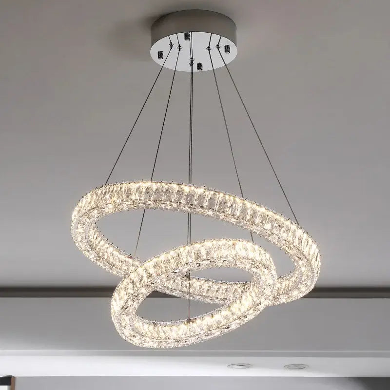 Modern decorbites crystal chandelier ring with clear crystal accents and sleek chrome finish for elegant lighting