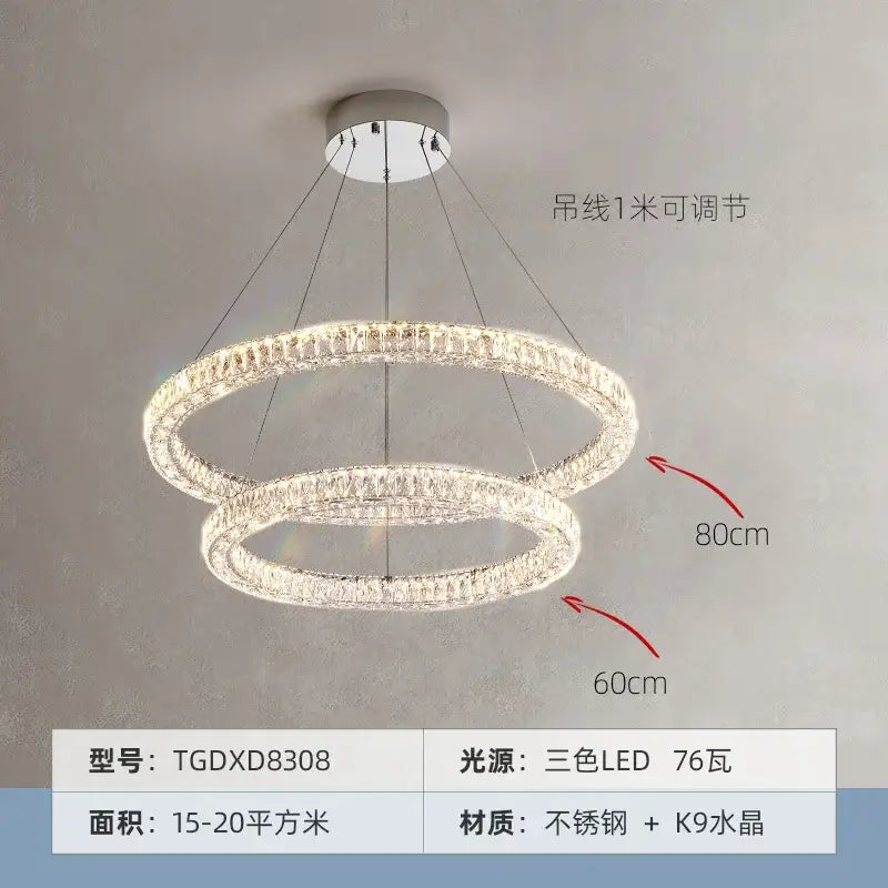 Modern decorbites crystal chandelier ring with k9 crystals stainless steel frame and adjustable led lighting for elegant rooms