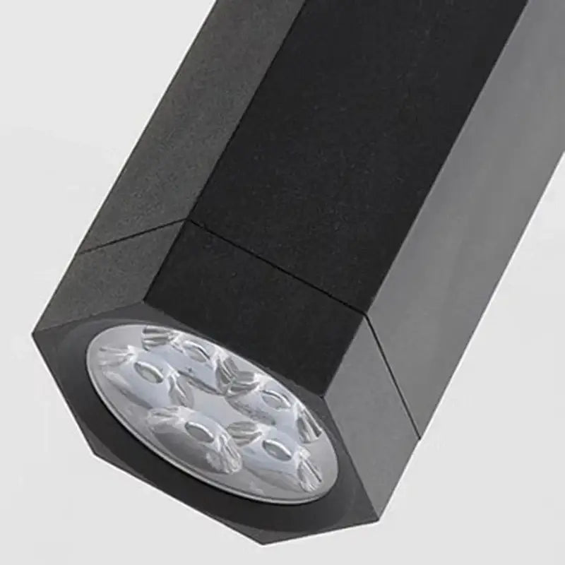 Black hexagonal led light fixture with clear lens housing multiple leds for decorbites crystal chandelier lighting