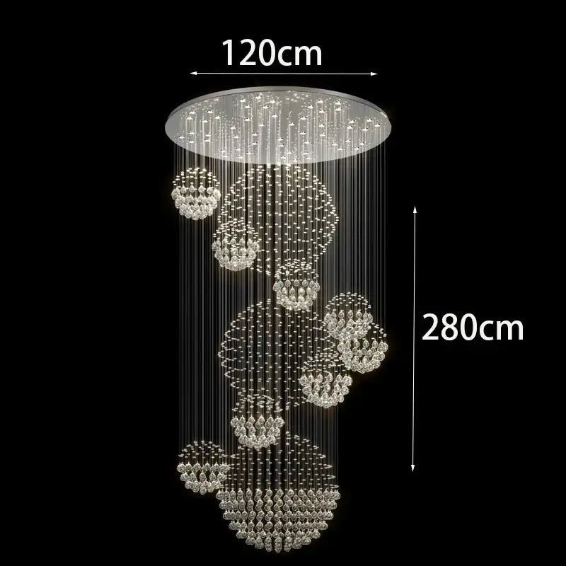 DecorBites crystal chandelier stair pendant with silver mount and clear crystal tiers for living room lighting