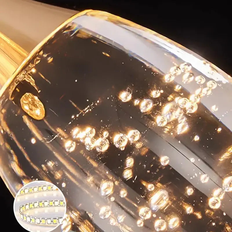 Golden led light bulb with clear glass and filament structure for decorbites crystal chandelier stair pendant lamp