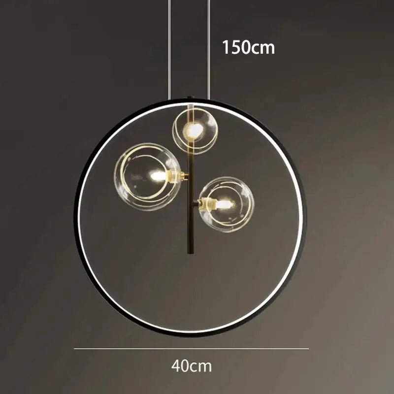 Modern pendant light decorbites crystal chandelier with three clear glass globes black frame for stair lighting