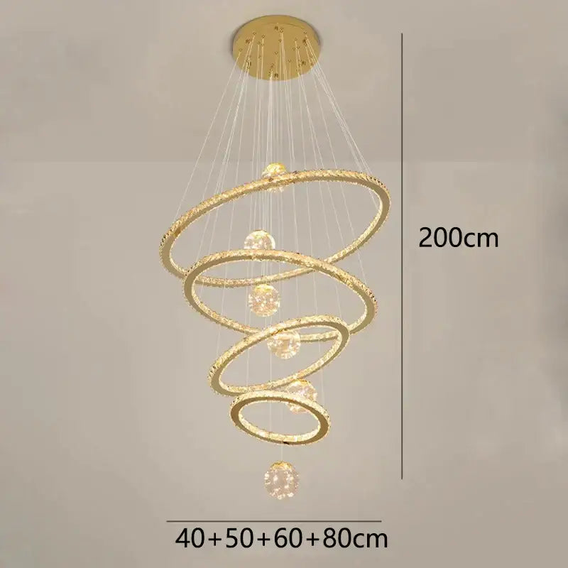 Golden spiral decorbites crystal chandelier with crystal accents 200cm height for living room pendant lighting
