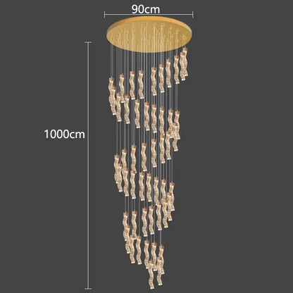 A 100cm gold-toned decorbites crystal chandelier pendant lamp with twisted crystal pendants for living room lighting