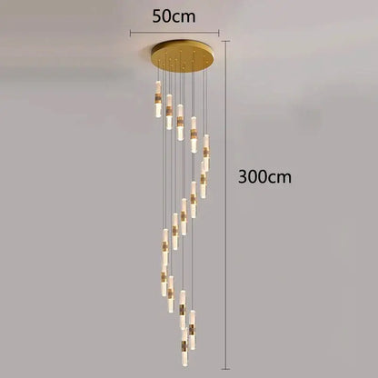 Gold-toned decorbites crystal chandelier stair pendant lamp with cascading glass and metal lights for living room decor