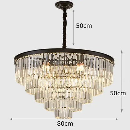 Elegant DecorBites crystal chandelier stair pendant light with dark bronze finish and cascading clear glass rods