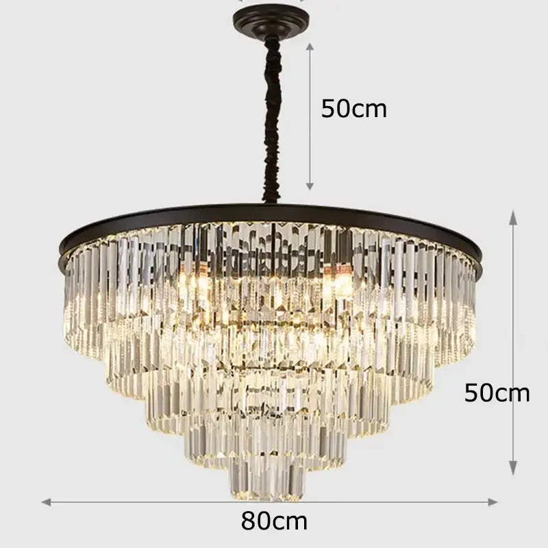 Elegant DecorBites crystal chandelier stair pendant light with dark bronze finish and cascading clear glass rods