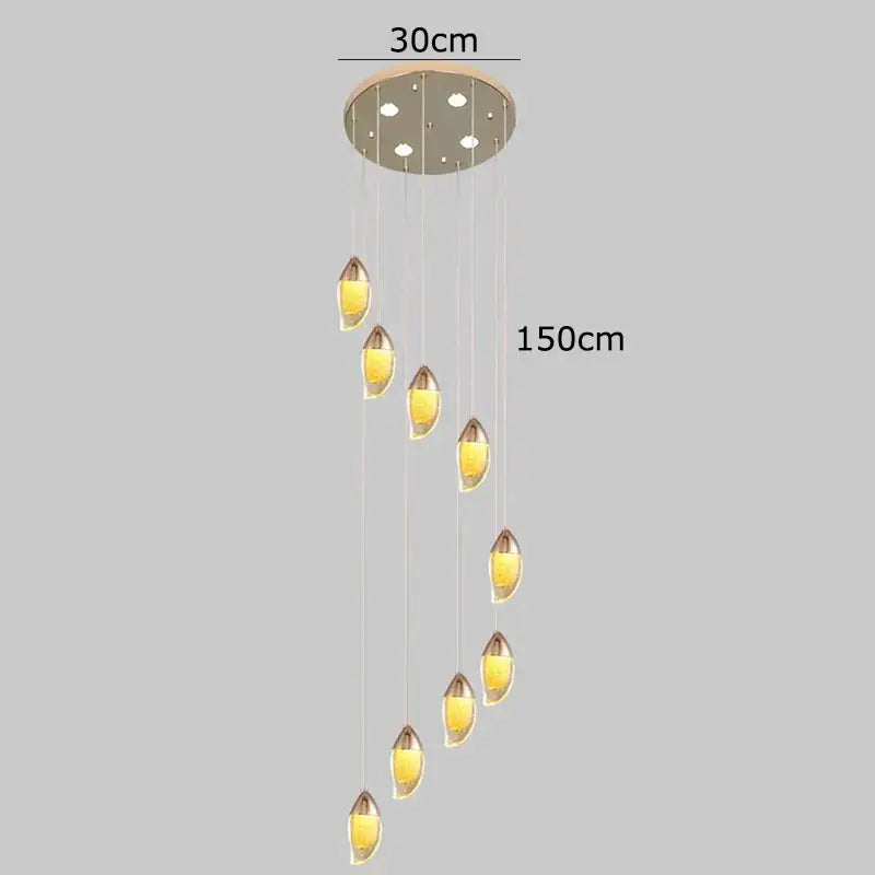 Modern decorbites crystal chandelier with circular mount and ten amber glass teardrop shades for living room lighting