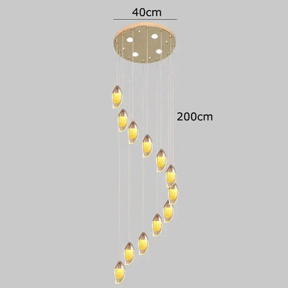 Modern gold-toned decorbites crystal chandelier with 12 amber glass teardrop lamps for living room lighting