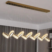 Gold-toned decorbites crystal chandelier with five interlocking crystal-encrusted circular lights for living room lighting
