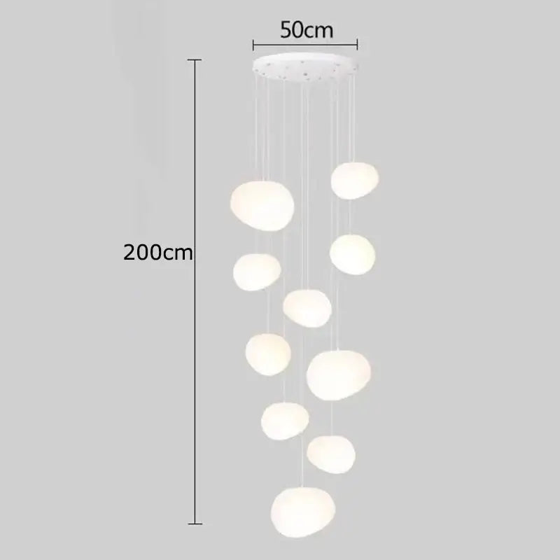 Modern white decorbites crystal chandelier stair pendant light with softly glowing spherical lights for living room lighting