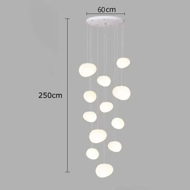 Modern white decorbites crystal chandelier pendant light with multiple spherical glass shades for stair lighting