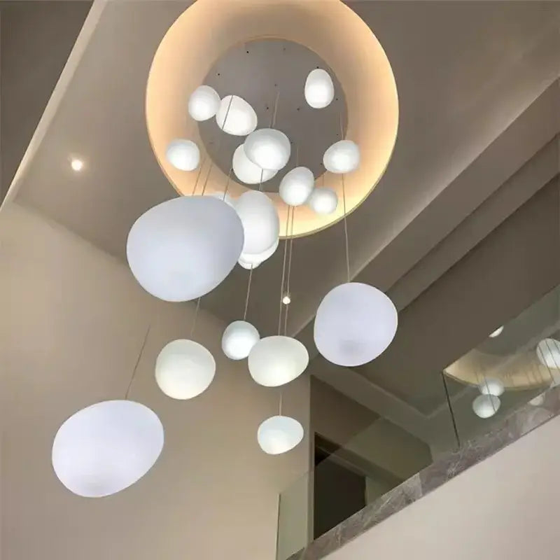 Modern white spherical pendant light from DecorBites crystal chandelier stair for living room interior lighting