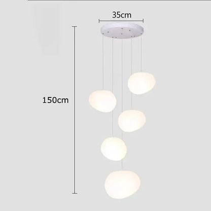 White modern pendant light with five frosted glass globes from DecorBites crystal chandelier stair collection