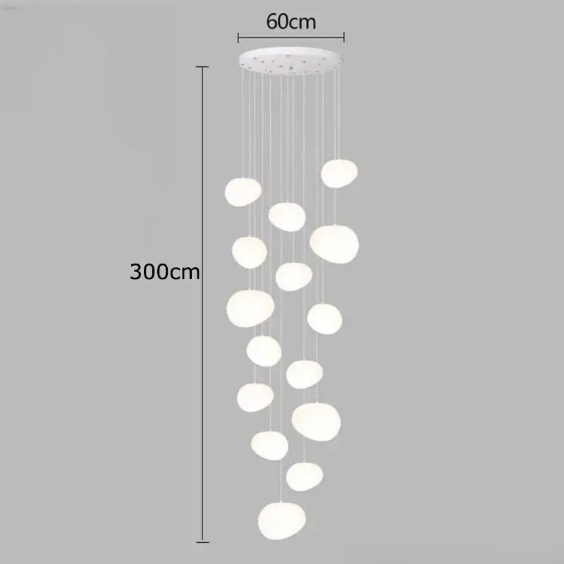 White modern decorbites crystal chandelier pendant light with oval frosted glass globes for stair lighting