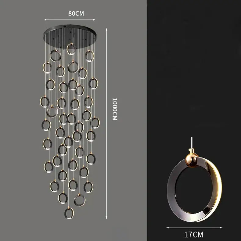 Modern black and gold circular decorbites crystal chandelier with sleek minimalist design for living room lighting