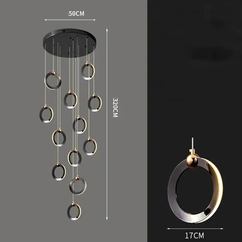 Modern black and gold circular pendant decorbites crystal chandelier with sleek minimalist design for living room lighting