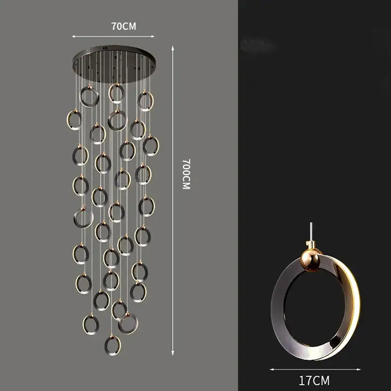 Modern black and gold circular pendant decorbites crystal chandelier with sleek minimalist design for living room lighting