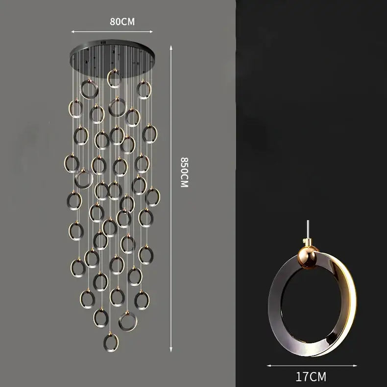 Modern black and gold circular ring chandelier with sleek minimalist design for decorbites crystal chandelier stair pendant
