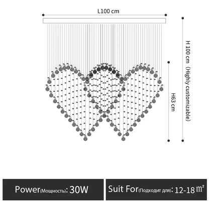 DecorBites™ crystal chandelier table lamp set featuring three heart-shaped crystal bead designs in metal rods