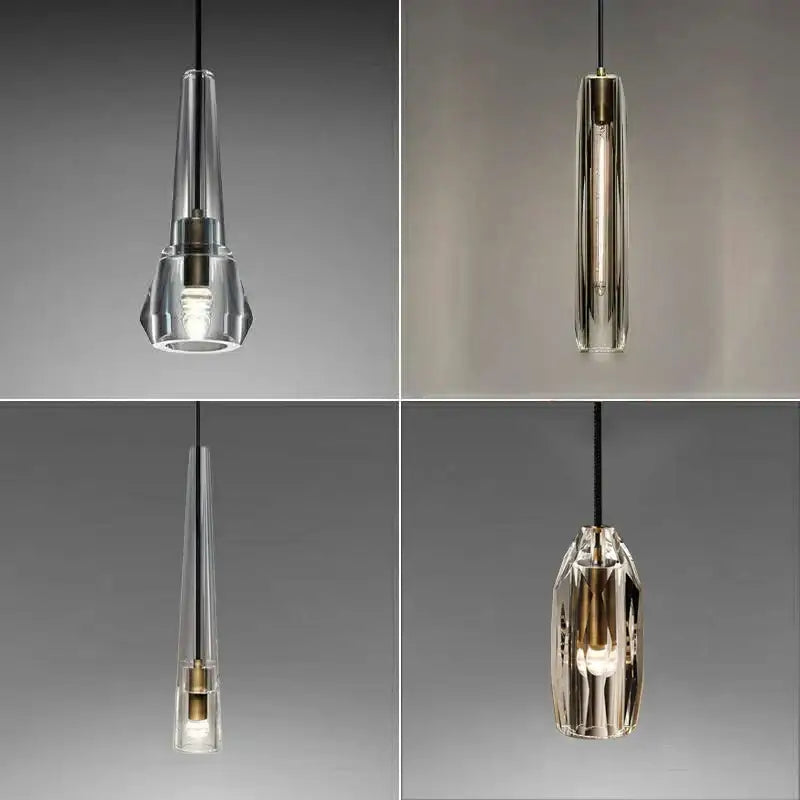Decorbites crystal copper chandelier clear glass pendant lights with metallic accents and exposed bulbs for living room