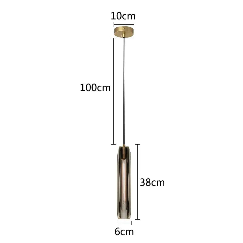 A sleek decorbites crystal copper chandelier with cylindrical smoked glass shade and brass finish for living room lighting
