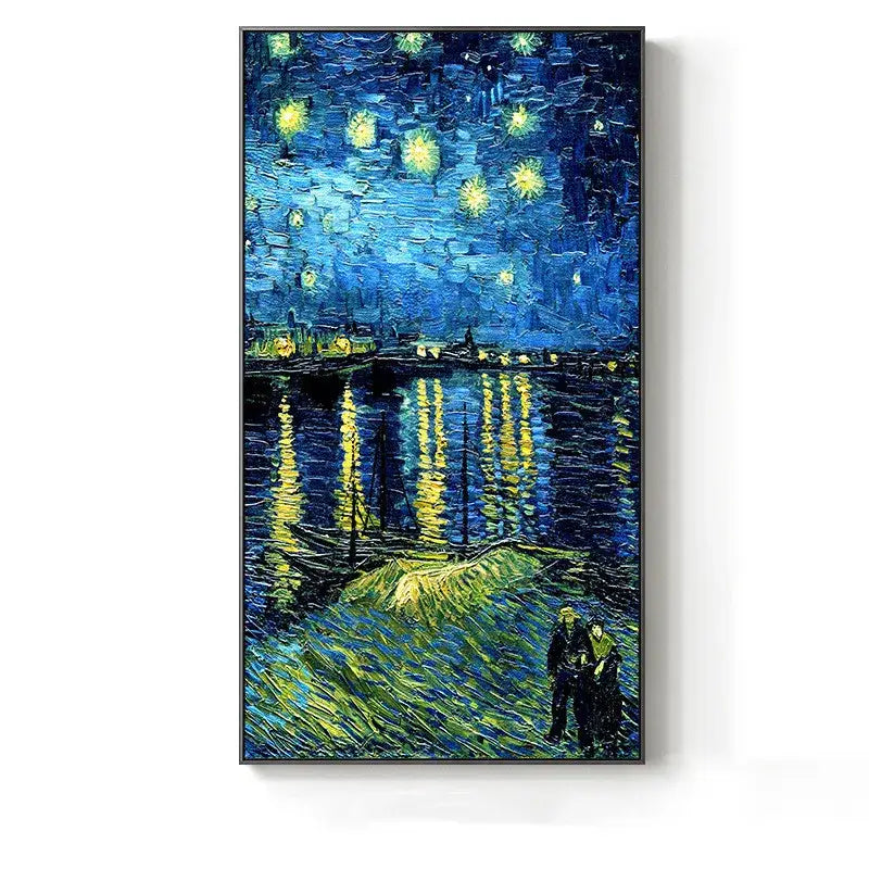 Decorbites crystal craft led wall lamp featuring vibrant starry night over the rhône with textured impasto finish