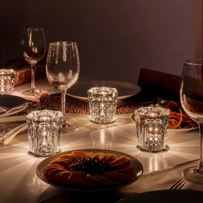Clear faceted glass candle holders with intricate cut patterns for decorbites crystal diamond night light bedroom lamp
