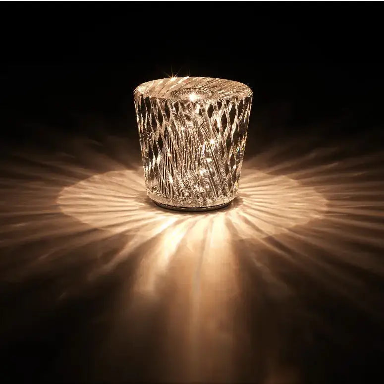 Decorbites crystal diamond night light clear intricately cut glass candle holder refracting radiant beams
