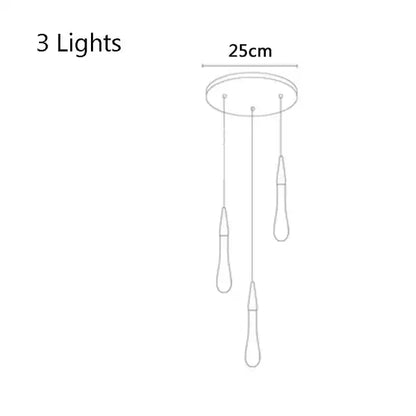 Modern minimalist decorbites crystal drop chandelier with three gold glass teardrop fixtures on 25cm circular base