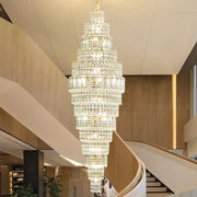 A decorbites crystal duplex multi-tiered chandelier with clear faceted glass elements for elegant living room lighting
