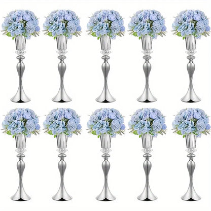 Crystal Flower Stand Set 22’’ Tall Metal Vases - Silver-10pcs / United States - Vase