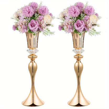 Crystal Flower Stand Set 22’’ Tall Metal Vases - Golden-2pcs / United States - Vase