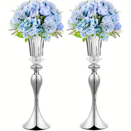Crystal Flower Stand Set 22’’ Tall Metal Vases - Silver-2pcs / United States - Vase