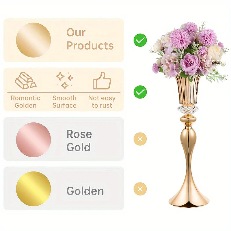 Crystal Flower Stand Set 22’’ Tall Metal Vases - Vase