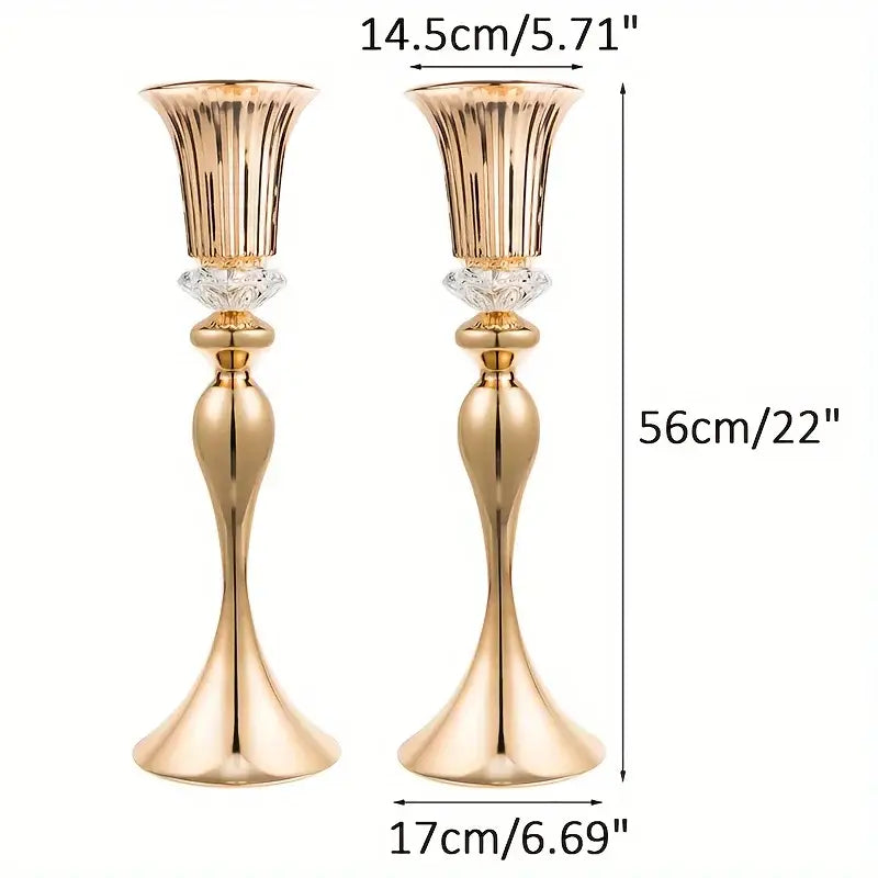 Crystal Flower Stand Set 22’’ Tall Metal Vases - Vase