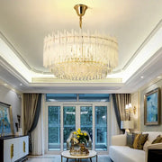 Decorbites crystal glaze gold chandelier with cascading clear crystal prisms for luxury dining room crystal glaze ceiling