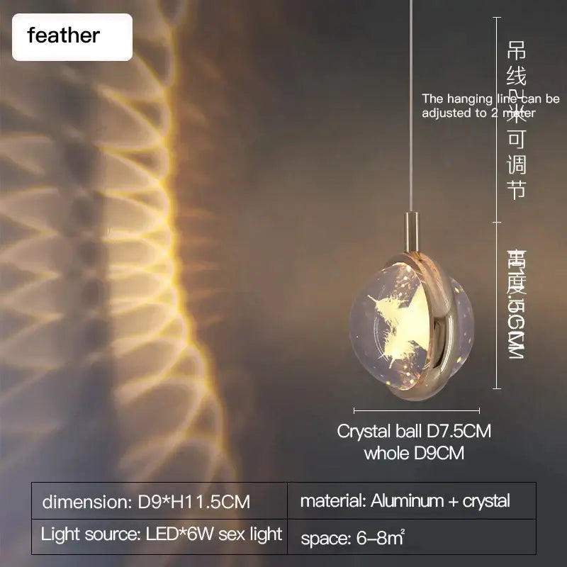 Decorbites crystal jellyfish chandelier gold pendant light with clear crystal ball and led glow for modern interiors