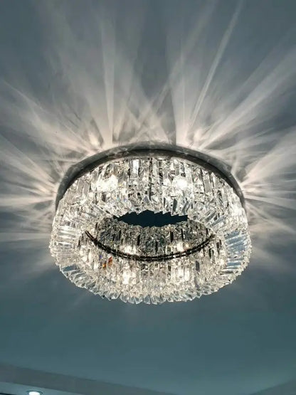 Decorbites™ crystal led chandelier ceiling light in gold with faceted crystals for modern crystal ceiling dining room lighting