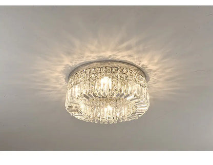 DecorBites™ crystal LED chandelier ceiling light with a clear multi-tiered design and gold metallic ring for dining room