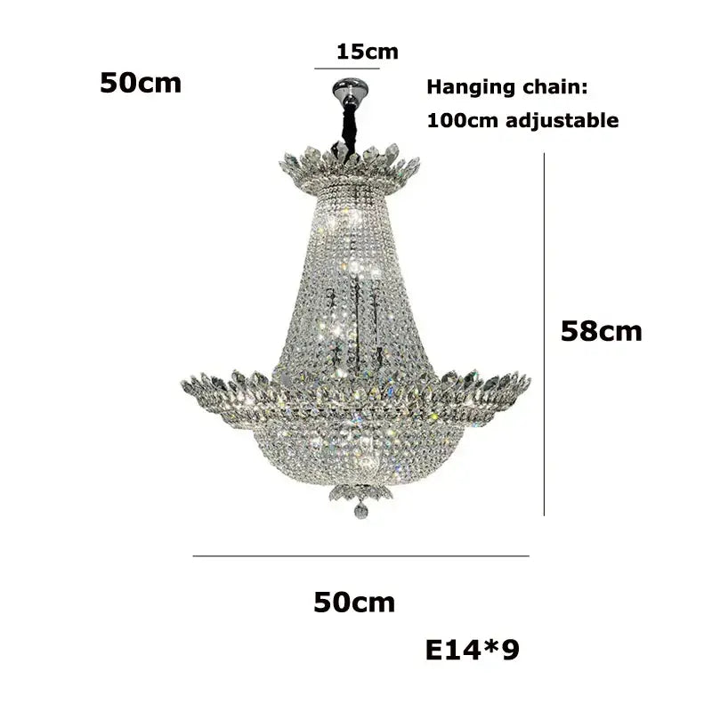 A decorbites crystal led chandelier in chrome with a tiered fluted design and adjustable 100cm hanging chain