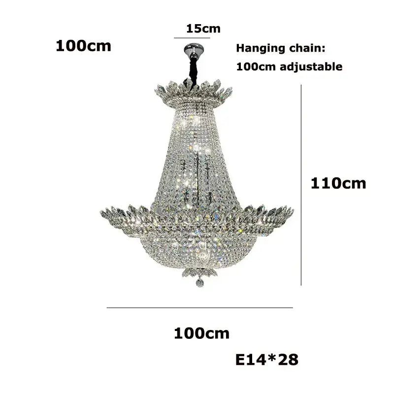A sparkling silver decorbites crystal led chandelier with a tiered fluted design and 28 e14 bulbs for living rooms