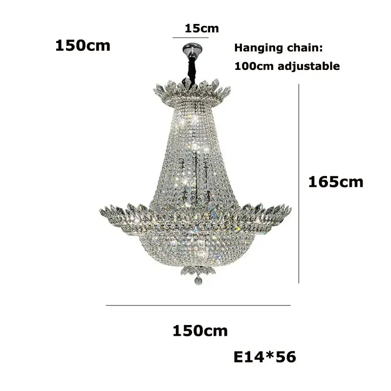 A decorbites crystal led chandelier with a chrome multi tier fluted design and adjustable hanging chain for living rooms
