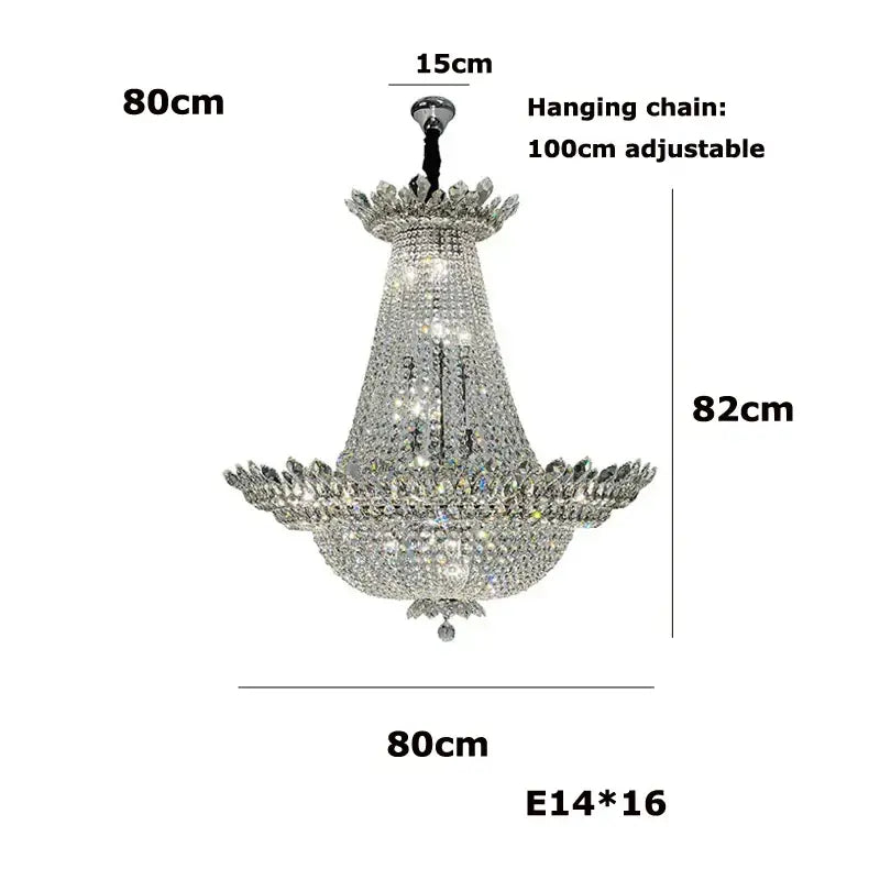 A decorbites crystal led multi tier chandelier with a silver chrome frame and adjustable hanging chain for living rooms