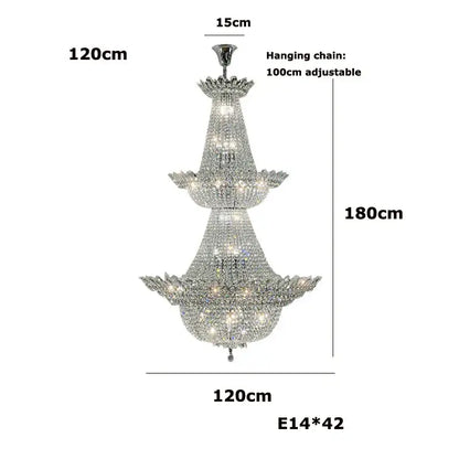 Decorbites crystal led chandelier with chrome multi-tier frame and cascading clear faceted crystals for living room lighting