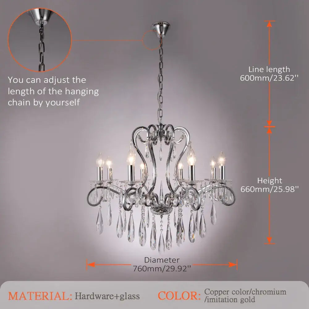 Elegant copper-colored decorbites crystal led chandelier with crystal droplets and glass accents for dining room lighting