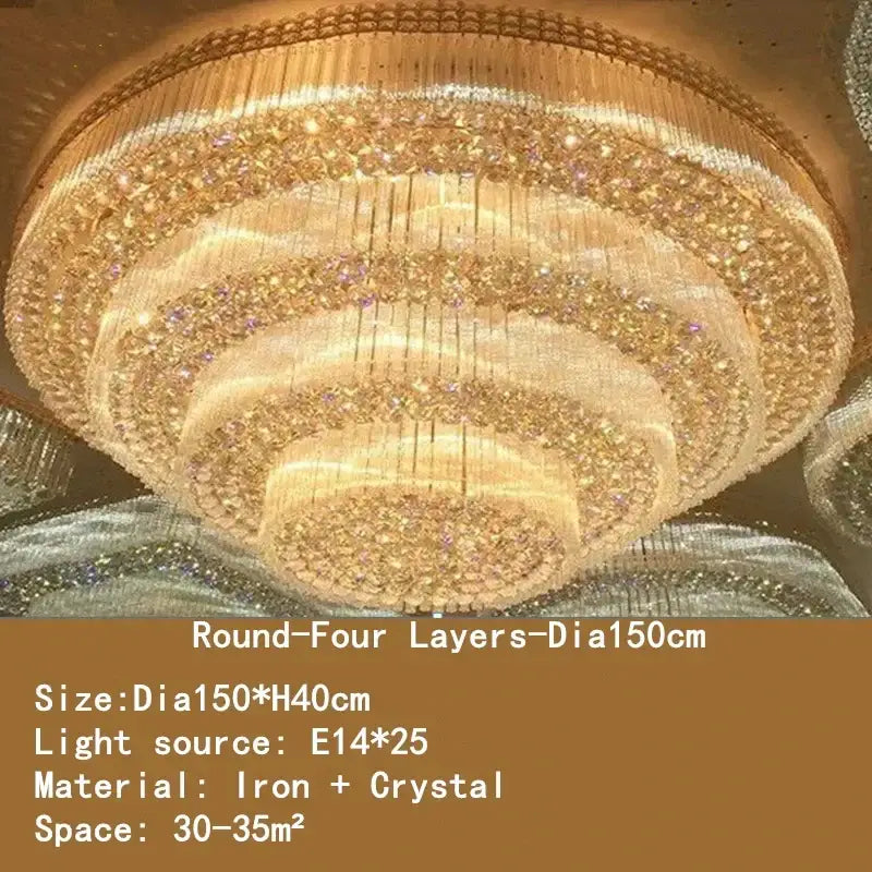A luxurious decorbites crystal led chandelier with a golden iron frame and cascading crystals ceiling lamp for living room