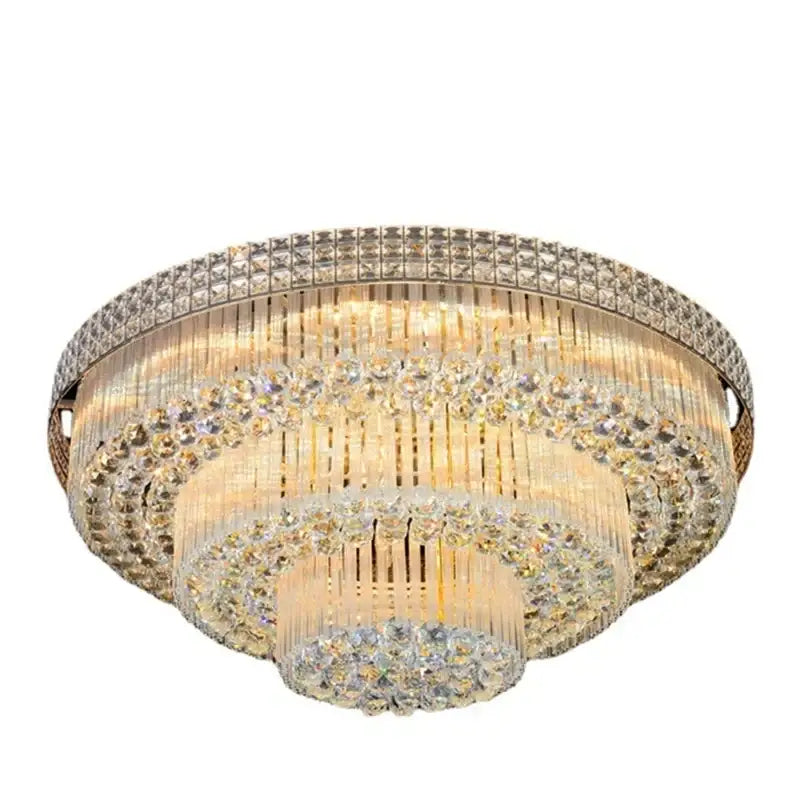 Decorbites crystal led crystal led chandelier with gold metal frame and clear crystals as ceiling lamp for living room