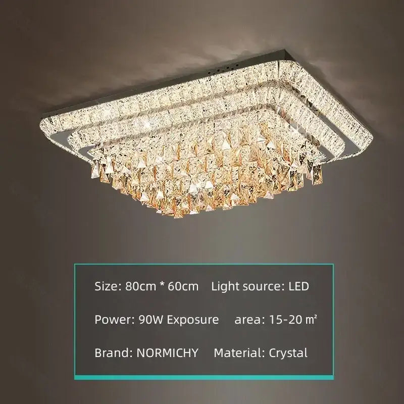 A decorbites crystal led chandelier in silver chrome featuring a modern rectangular design with faceted crystals for dining rooms